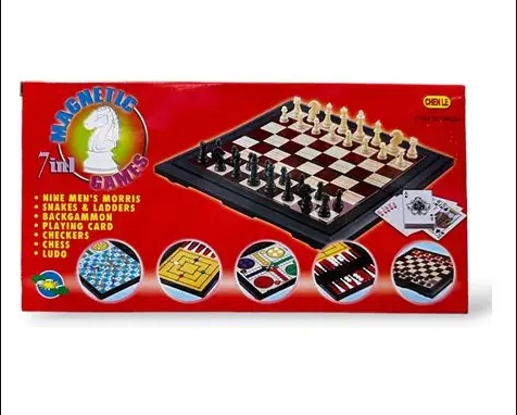 Ajedrez Magnetic Games. serpiente y escalera, ludo, damas y naipe (7in1)
