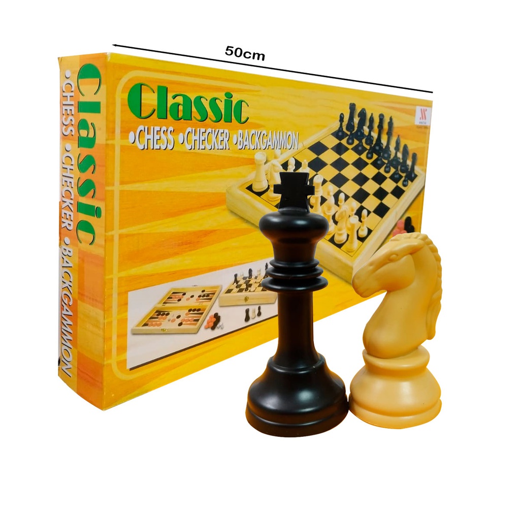 Ajedrez  CLASICC checkers y backgammon PLASTICO GINGANTE (3in1) 50x50cm