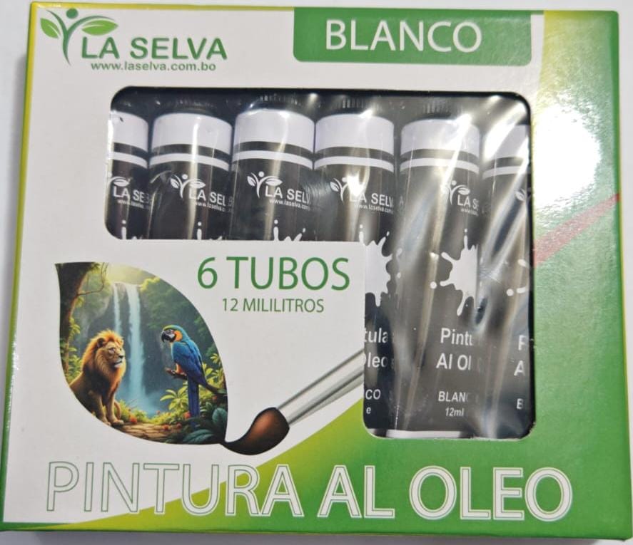 Pintura al oleo blanco de 12ml la selva 6pcs