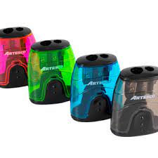 Tajador DOBLE C/basurero Artesco Colors 12PCS (PROMOCION)