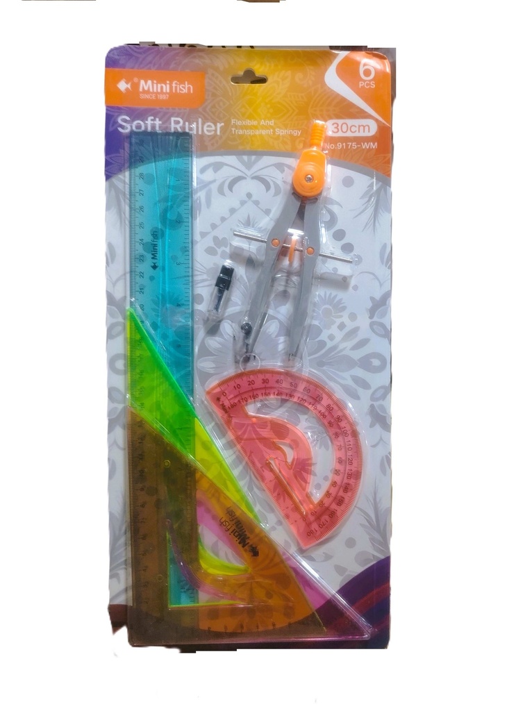 Estuche Geometrico + Compas De Precision plastic 30cm Flexible Color (trasparente)9175-WM