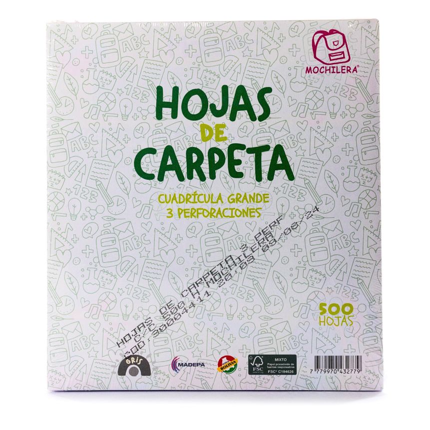 Hojas de carpeta MOCHILERA  500H