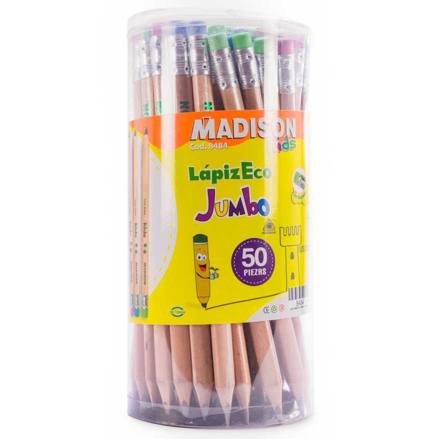 Lapiz Negro  Eco Jumbo C/Borrador  Madison 24pcs