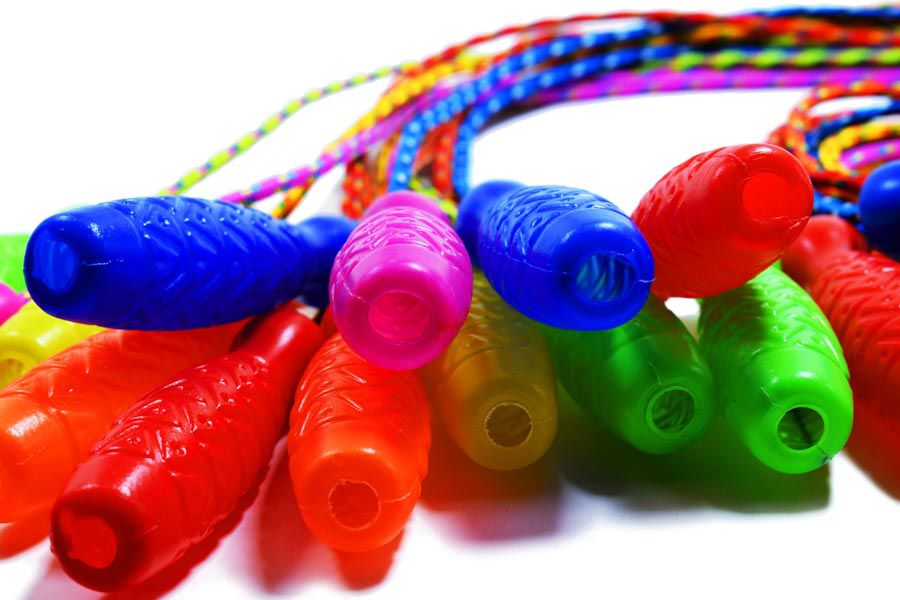 Soga/cuerda saltar mango plastico 12pcs