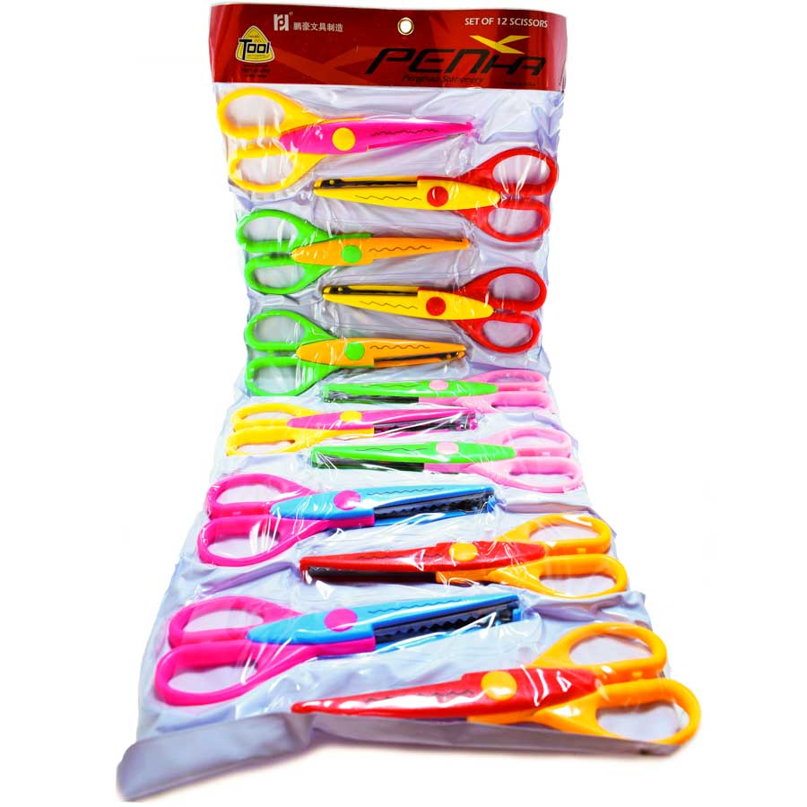 Tijeras zig zag 5" escolar  en tira 12PCS