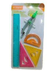 [9177-WM] Estuche Geometrico con Compas de Precision plastic 30cm Flexible a Color