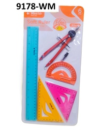 [9178-WM] Estuche Geometrico + Compas De Precision Metalico 30cm Flexible a Color