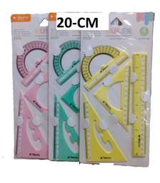 [9323-WM] Estuche Geometrico 20cm C/Pastel 4pcs SET