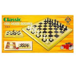 [AJZ-1777] Ajedrez CLASSIC  checker, backgammon PLASTICO GRANDE (3in1) 40x40cm