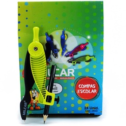 [2833] Compas escolar metrico Milcar de 6 pcs