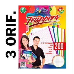 Hojas traper FLIPO 5 colores 200hjs (3 Huecos)
