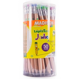[9059] Lapiz Negro  Eco Jumbo C/Borrador  Madison 24pcs
