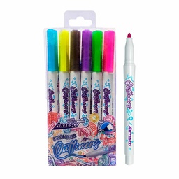 [07400008] Marcador Outliners Artesco, gris metálico con efecto de bordes de colores 6 colores