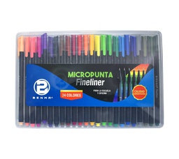 [FL24] Micropunta fineliner cuerpo negro Benma de 24 colores