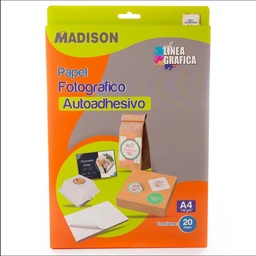 [8949] Papel Fotografico Autoadhesivo Madison A4 135g 20 hojas