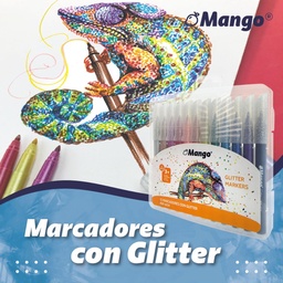 [MM604] Marcador con glitter o brillo Mango de 12 colores